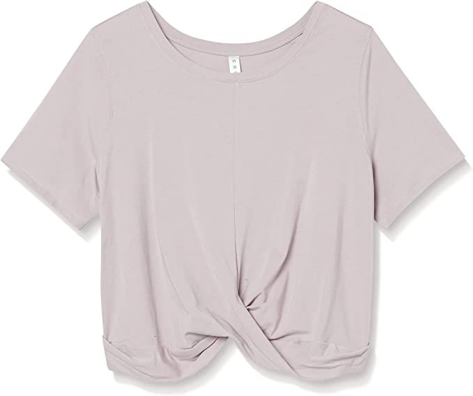 Core 10 Women's Soft Pima Cotton Knot Front Cropped Yoga T-Shirt | Amazon (US)