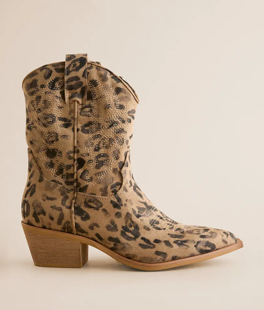 Claire Leopard Print Western Ankle Boot | Buckle