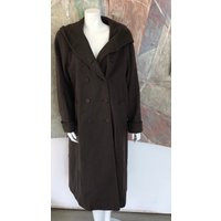Vintage Halston Brown Wool Hooded Womens Pea Coat Peacoat Size 12 | Etsy (US)