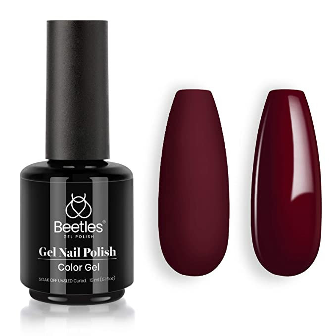 Beetles Gel Nail Polish, 1 Pcs 15ml Jacqueline Mahogany Full Maroon Red Color Soak Off Gel Polish... | Amazon (US)