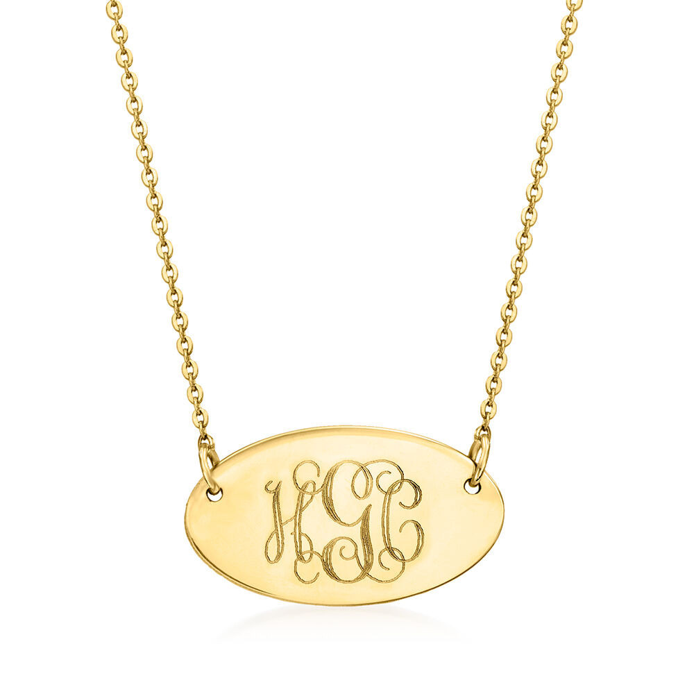 14kt Yellow Gold Personalized Monogram Oval Necklace. 16" | Ross-Simons
