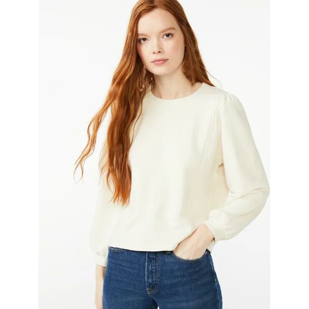 Free Assembly Women's Pleat Shoulder Sweatshirt - Walmart.com | Walmart (US)