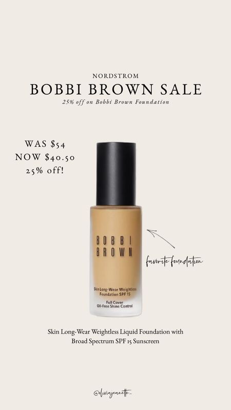 
My favorite Bobbi Brown foundation is now 25% off!

#LTKbeauty #LTKfindsunder50