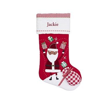 Juggling Black Santa Quilted Christmas Stocking | Pottery Barn Kids