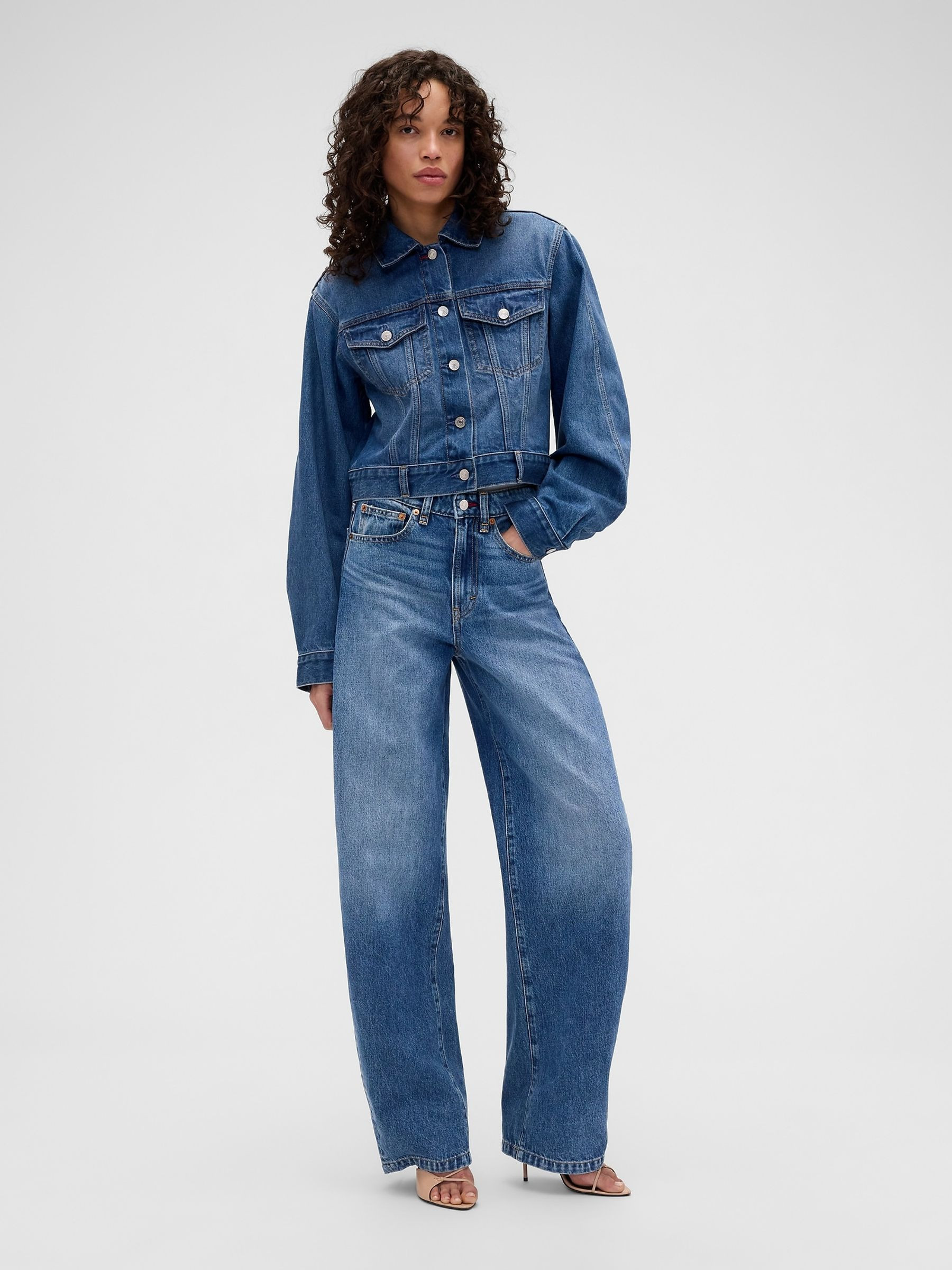 Gap x Victoria Beckham Mid Wash Blue High Waisted Arc Jeans | Gap | GAP UK