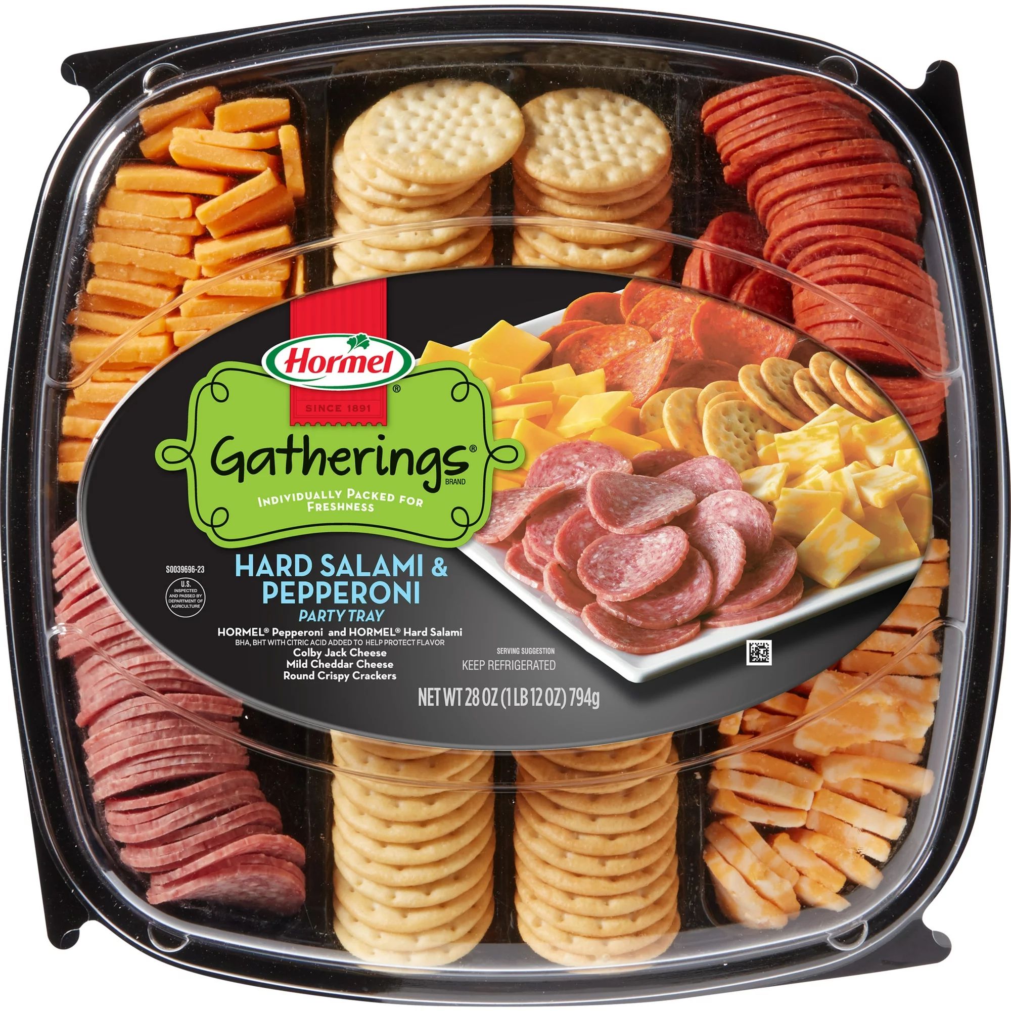 HORMEL GATHERINGS, Hard Salami and Pepperoni with Cheese and Crackers,  28oz Deli Party Tray | Walmart (US)