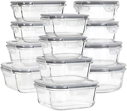 MUMUTOR Glass Food Storage Containers with Lids, [24 Piece] Glass Meal Prep Containers, Airtight ... | Amazon (US)