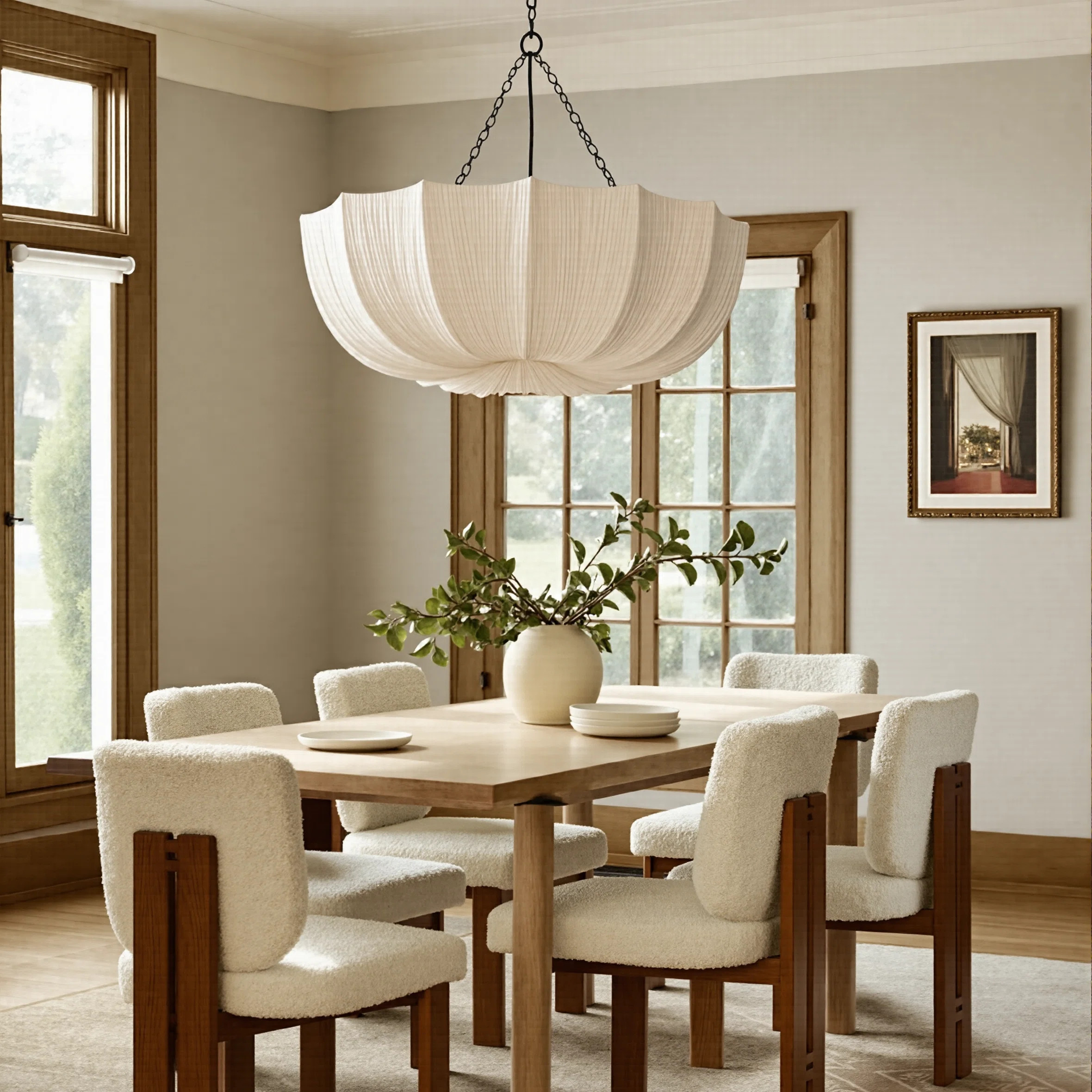 Three Light Pendant Light Indoor Bowl Fabric Kitchen Island | Wayfair North America