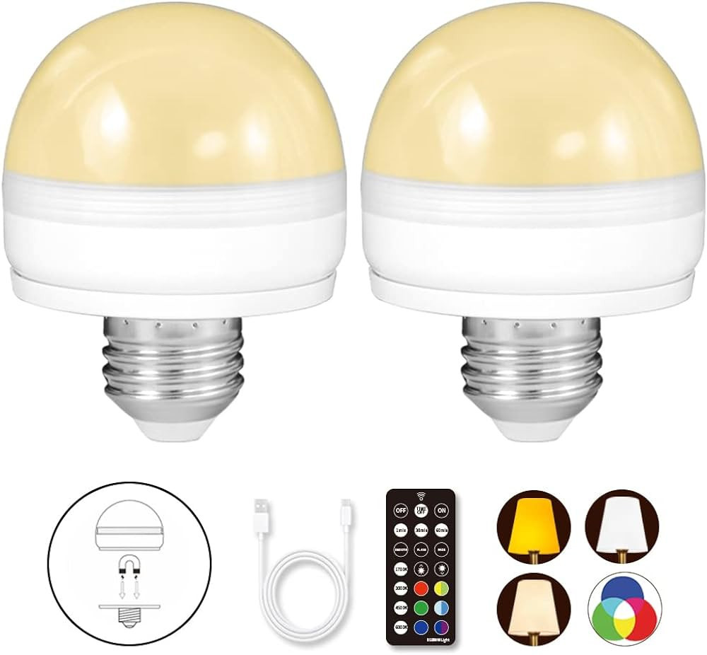 BLUEYE Rechargeable Battery Operated Light Bulb,2Packs,300LM,40W Equivalent,E26 Detachable Chargi... | Amazon (US)
