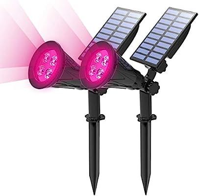 T-SUN [2 Pack] LED Solar Spotlights, Waterproof Outdoor Security Landscape Lamps, Auto-on/Auto-Of... | Amazon (US)