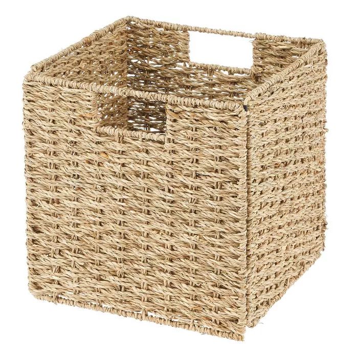 mDesign Woven Seagrass Home Storage Basket for Cube Furniture, 2 Pack | Target