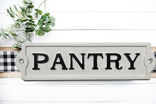 Farmhouse Decor Metal Pantry Signs - Cast Iron Door Room Plaques with "Pantry" | Amazon (US)