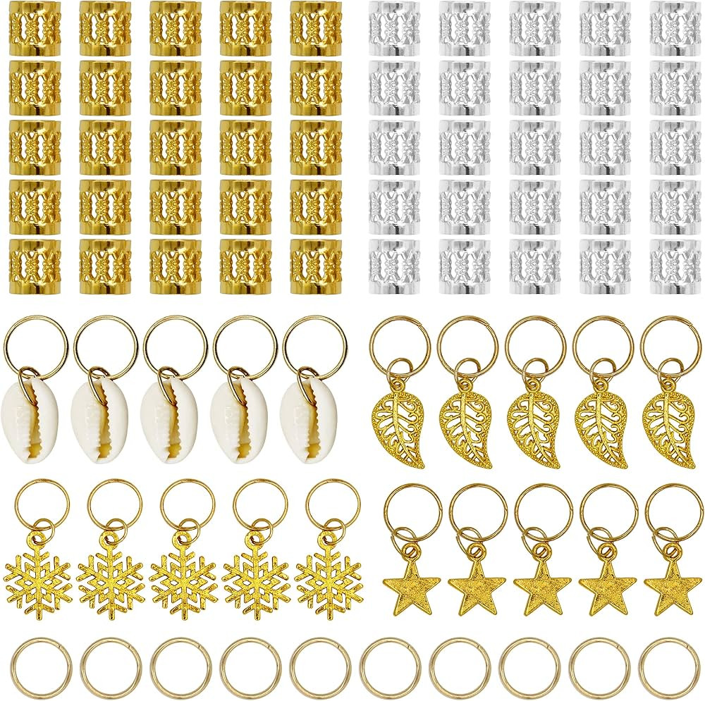 80 Pieces Hair Jewelry Rings Aluminum Hair Accessories Dreadlocks Metal Hair Cuffs Decorations Pe... | Amazon (US)