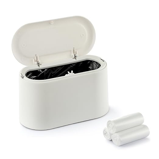 XZZWLL Mini Trash Can for Desk, Tiny Plastic Countertop Garbage Can with Lid, Easy to use and Kee... | Amazon (US)