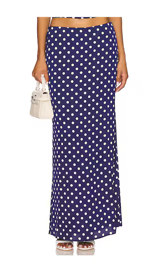 Annie Maxi Skirt in Navy Polka Dot | Revolve Clothing (Global)