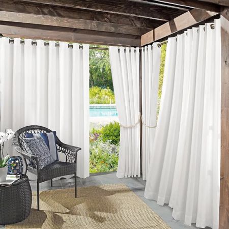 Indoor/outdoor fade resistant curtain panel for patio or balcony space. 

#outdoorliving #backyard 

#LTKStyleTip #LTKHome #LTKSaleAlert