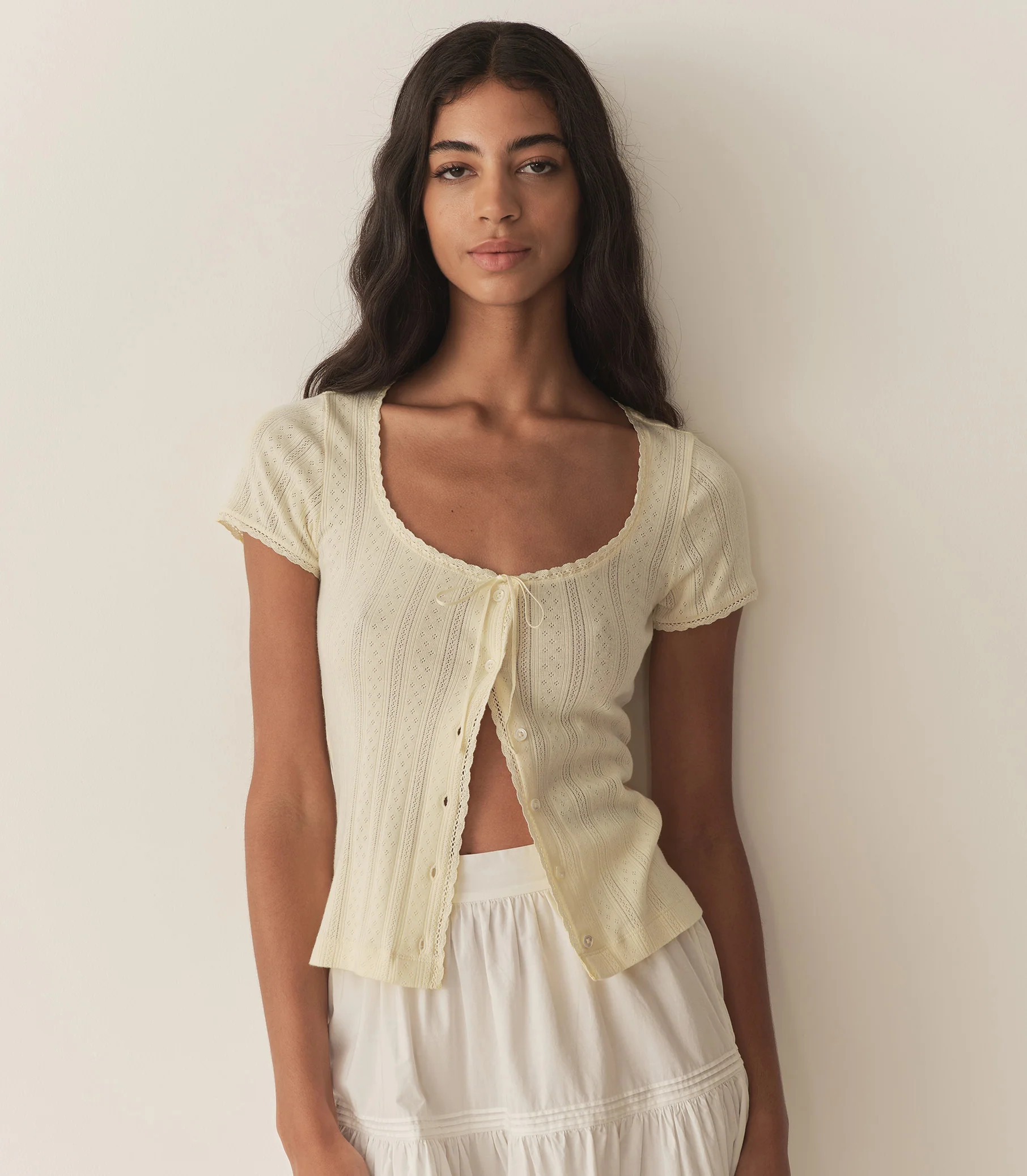 Lara Tee - Creme Citron Quelle Jolie Pointelle | DÔEN | DOEN
