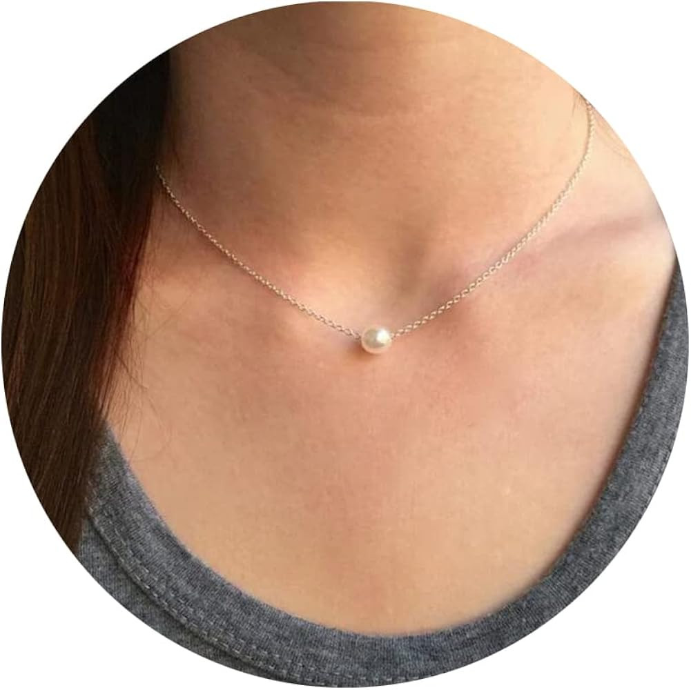 Pearl Necklaces for Women,14K Real Gold Plated Dainty Cute Pearl Necklace for Women and Teen Girl... | Amazon (US)