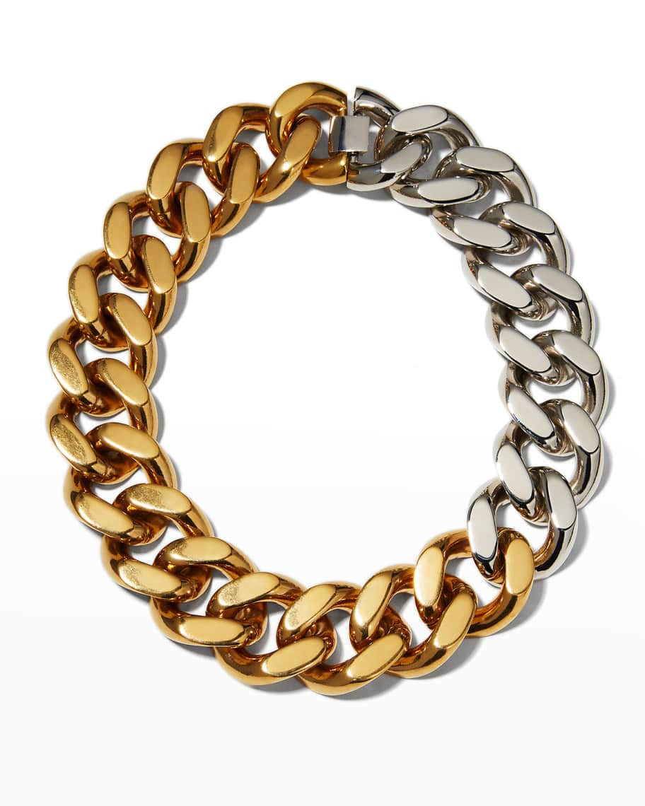 Stella McCartney Two-Tone Curb-Link Necklace | Neiman Marcus