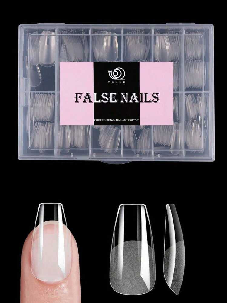 240Pcs Full Cover Press On Nail Tips Stiletto Almond Square Coffin French False Fake Soak Off Gel Nail Extension Tips Capsule Diy Press On Nails Nail Supplies Nails | SHEIN