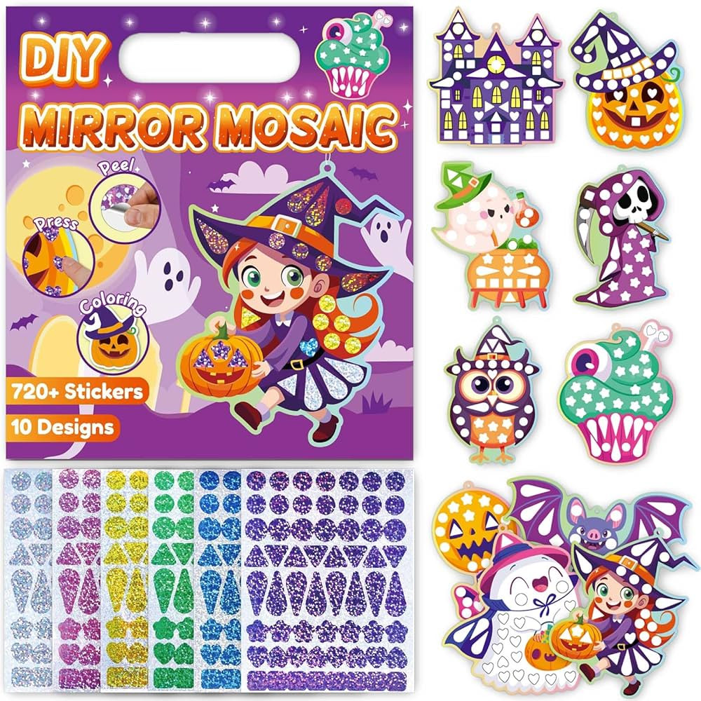 iGetooy 10 Sets DIY Mosaic Stickers for Kids, Halloween Art Craft Kit with 720+ Stickers, Travel ... | Amazon (CA)