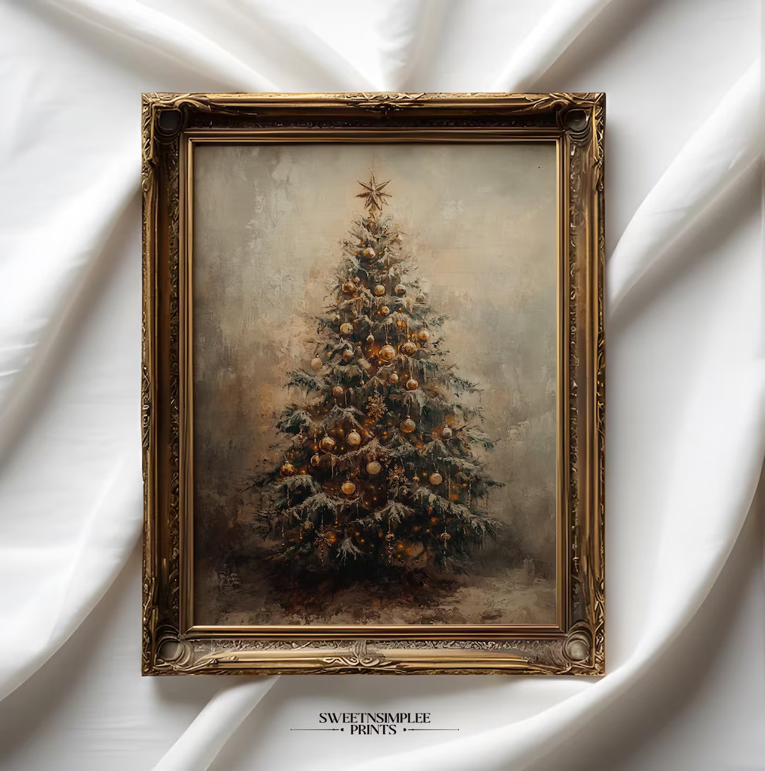 Vintage Christmas Tree Print Modern Holiday Decor Christmas Wall Art Printable Digital Christmas ... | Etsy (US)