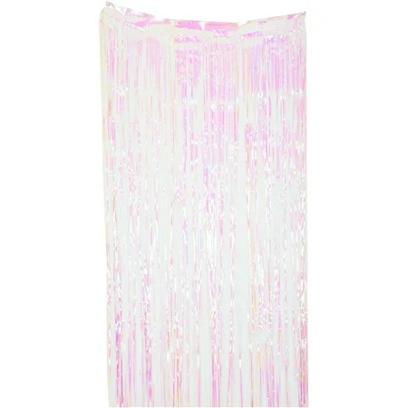 Way to Celebrate! Pink and Yellow Iridescent Foil Fringe Door Curtain Party Decoration, 1 Ct, 36"... | Walmart Online Grocery