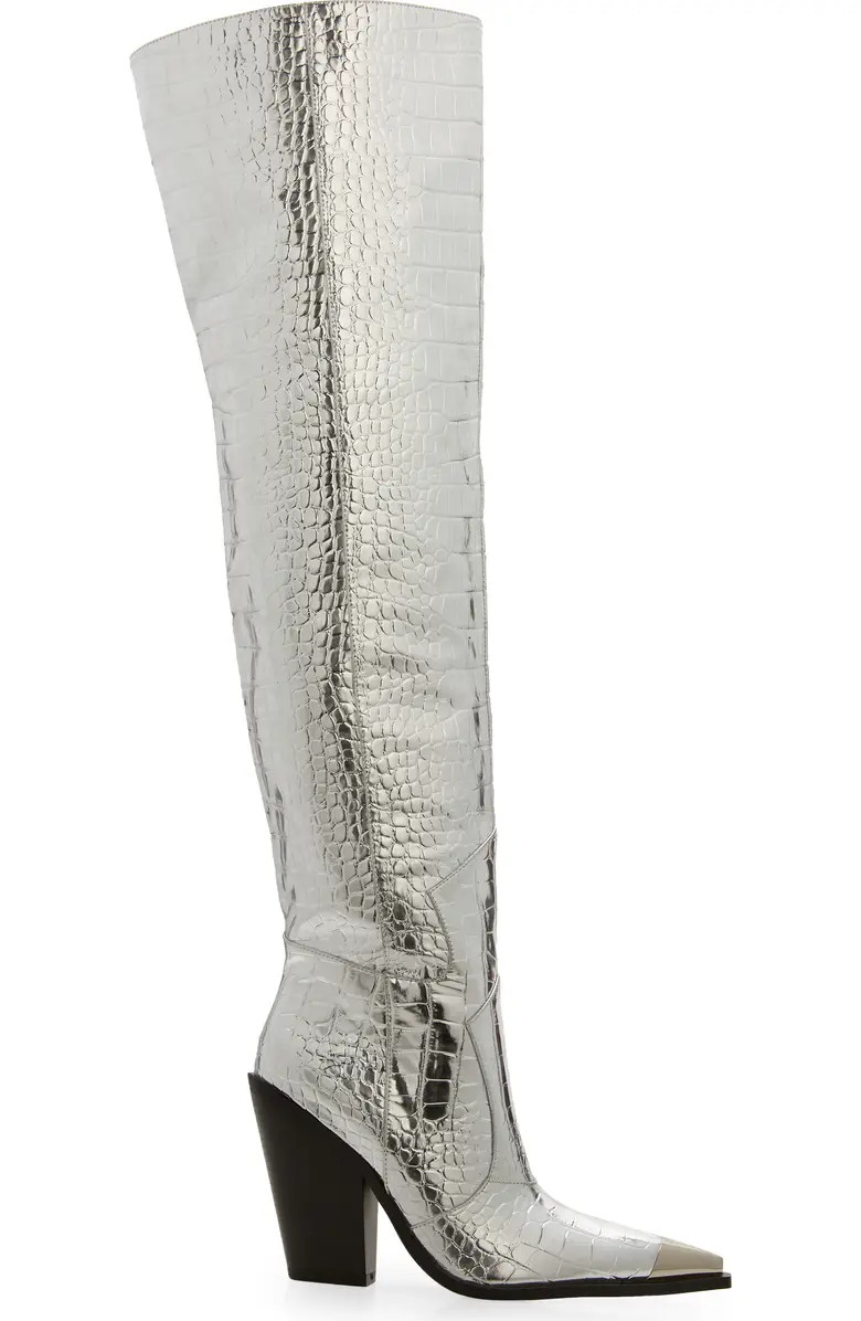 Grissel Croc Embossed Water Resistant Western Boot (Women) | Nordstrom