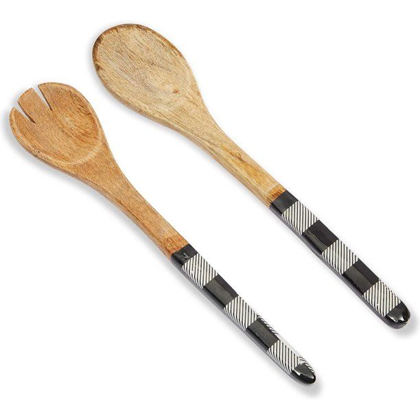 2 Pack Wooden Kitchen Utensil Set with Rounded Fork & Solid Spoon for Salad and Cooking, 12 in. -... | Walmart (US)