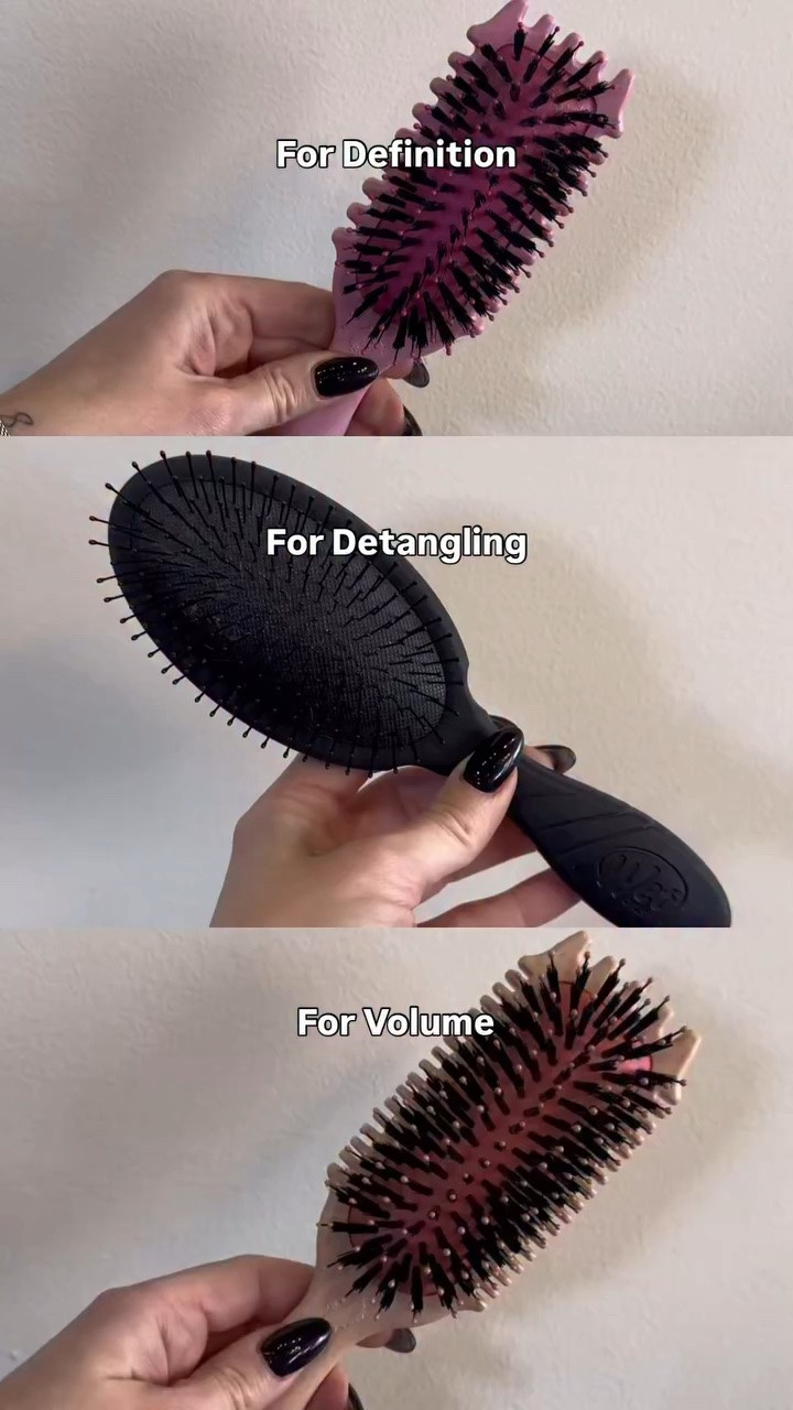 YES, YOUR HAIR BRUSH MATTERS.

If you want these brushes, I can send you a link–just comment HAIR TOOLS

So you’re probably wondering what the difference is between these brushes and why it matters which you use.

I’ll clarify!

Let’s start with @thewetbrush. You may be brushing your hair dry sometimes, but because you’ll need to detangle your hair while it’s wet most of the time, it’s worth getting a wet brush! The water in your hair allows the bristles on this brush to slip through and bend when knots become too difficult. This means you won’t be ripping your hair out while brushing and reducing the amount of split ends brushing can create!

The difference between the two @bouncecurl brushes is exactly what their names suggest! 

The Bounce Curl Define is for more coarse curls, creating sections for the strands to cling to and form with. Which in turn, creates a more defined curl!

The Bounce Curl Volume has ridges tighter together for tight curls that can clump together and weigh down hair. 

Both are incredible and make a MASSIVE difference on my clients’ curls!

So… which brushes would you use on your curls?
.
.
.
#curlyhairtools
#brushesforcurlyhair
#curlyhairproducts
#curldefinition
#curlvolume