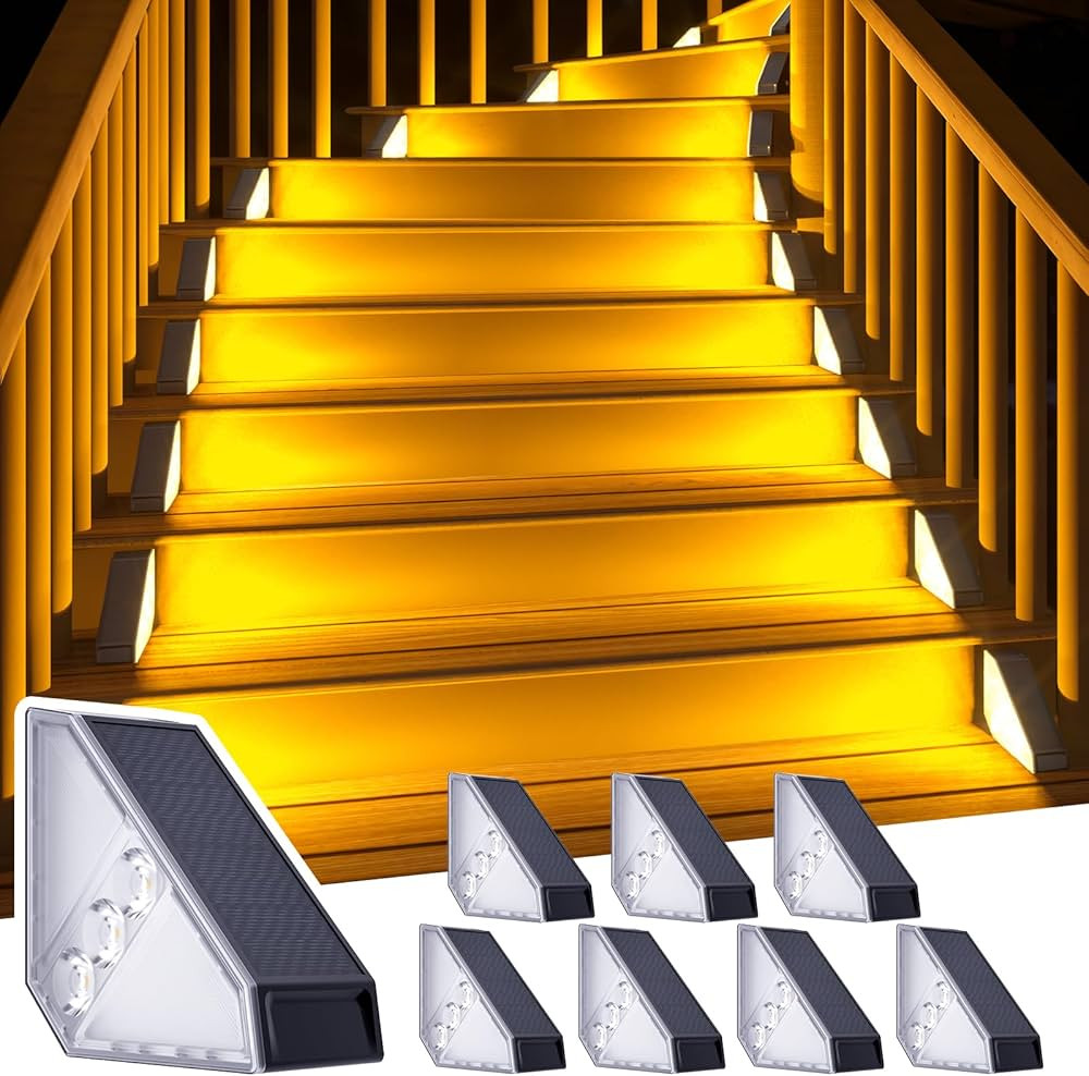 ROSHWEY Solar Step Lights Outdoor Waterproof - 8 Pack Triangle Solar Stair Lights for Outside, LE... | Amazon (US)