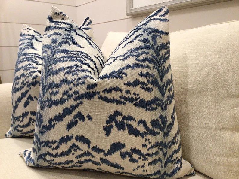 Cowtan and Tout Pillow cover "RAJAH" in lapis tiger | Etsy (US)
