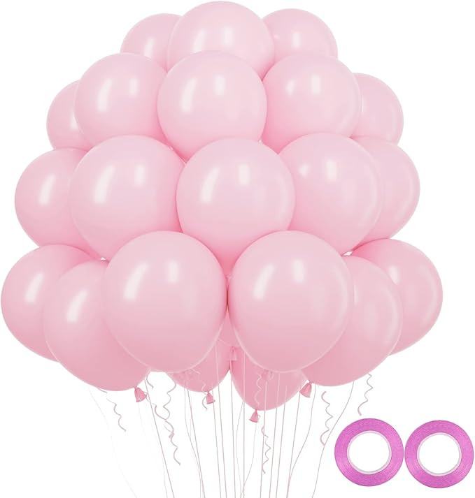 RUBFAC Pastel Pink Balloons Latex Party Balloons 100pcs 12 Inch Light Pink Balloons for Birthday ... | Amazon (US)