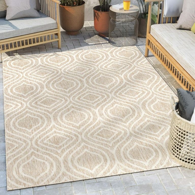 Well Woven Fallon Ludo Modern Tribal Beige 5'3" x 7'3" Hi-Lo Indoor/Outdoor Area Rug | Walmart (US)