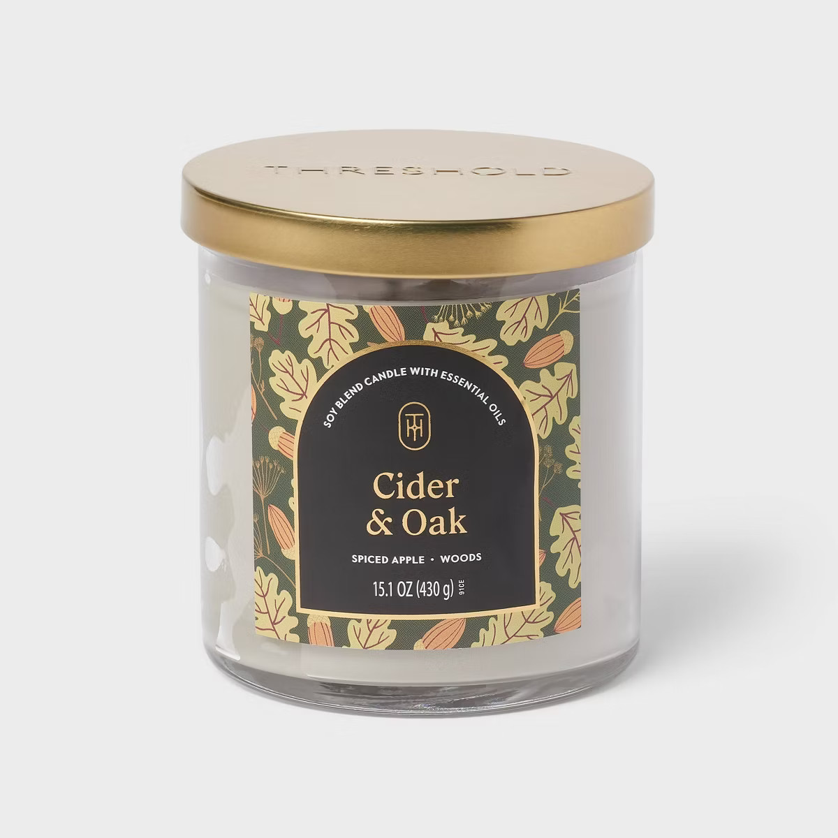 15.1oz 2-Wick Lidded Glass Cider and Oak Jar Candle - Threshold™: Essential Oils, 50hr Burn Tim... | Target