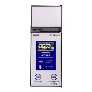 22.83 in 10 cu. ft. 12V/DC Top Freezer Refrigerator installation depth 24 in. in Stainless for RV Boat Off-Grid 2 Doors | The Home Depot