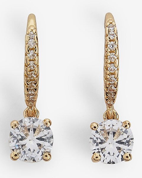 Rhinestone Embellished Charm Huggie Earrings | Express