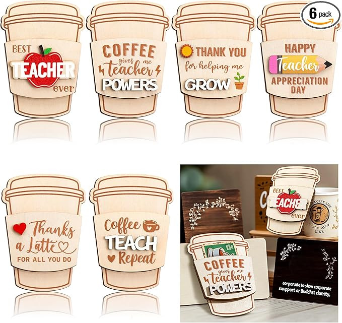 CroBlissful 6 Pack Teacher Appreciation Gifts Card Holder Thanks a Latte Coffee Gift Card Holder ... | Amazon (US)