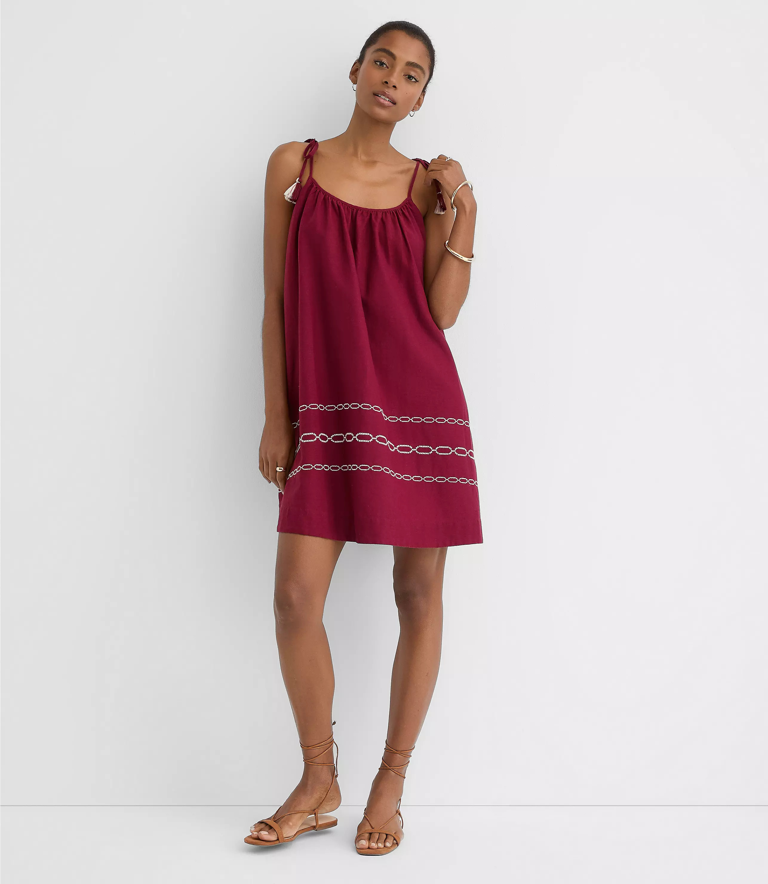 LOFT Beach Tie Strap Linen Cotton Pocket Dress | LOFT