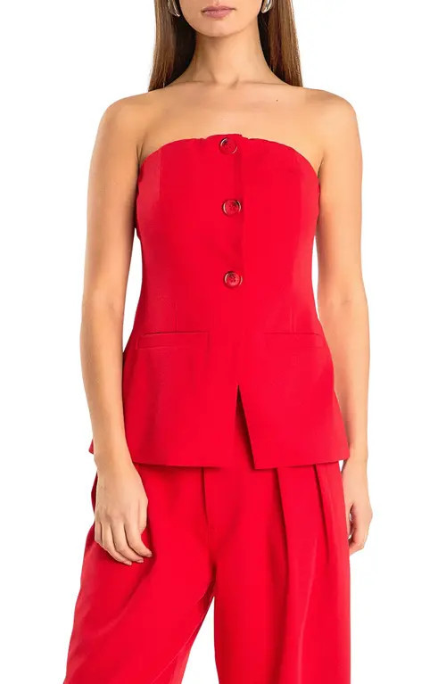 Endless Rose Button Strapless Top in Red at Nordstrom, Size Large | Nordstrom