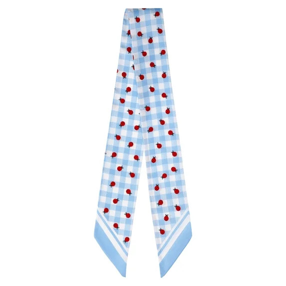 No Boundaries Women's Skinny Scarf Wrap, Sky Gingham and Ladybugs | Walmart (US)