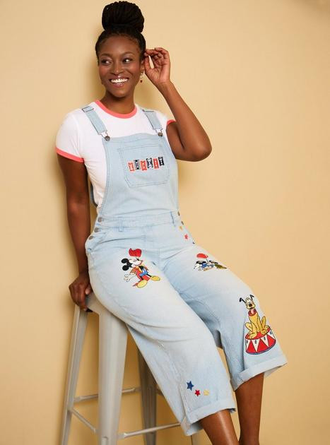 Disney Mickey Mouse Carnival Icons Women's Striped Overalls | BoxLunch