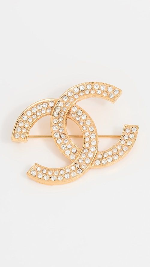 Chanel Gold Crystal Cc Pin | Shopbop