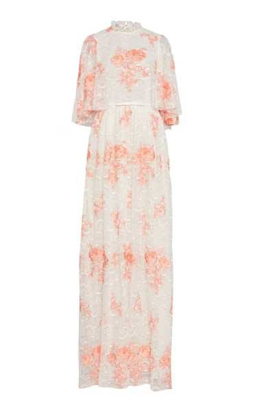 Cape-Effect Floral-Lace Gown | Moda Operandi (Global)