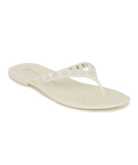 Ivory Studded Jelly Flip-Flop - Women | Zulily