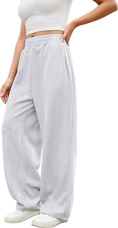 Women Baggy Sweatpants Casual Wide Leg Drawstring Athletic Fit Lounge Joggers Pants Trousers with... | Amazon (US)