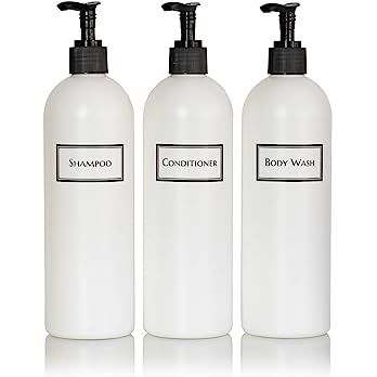 Artanis Home Silkscreened Empty Shower Bottle Set for Shampoo, Conditioner, and Body Wash, Cosmo/... | Amazon (US)