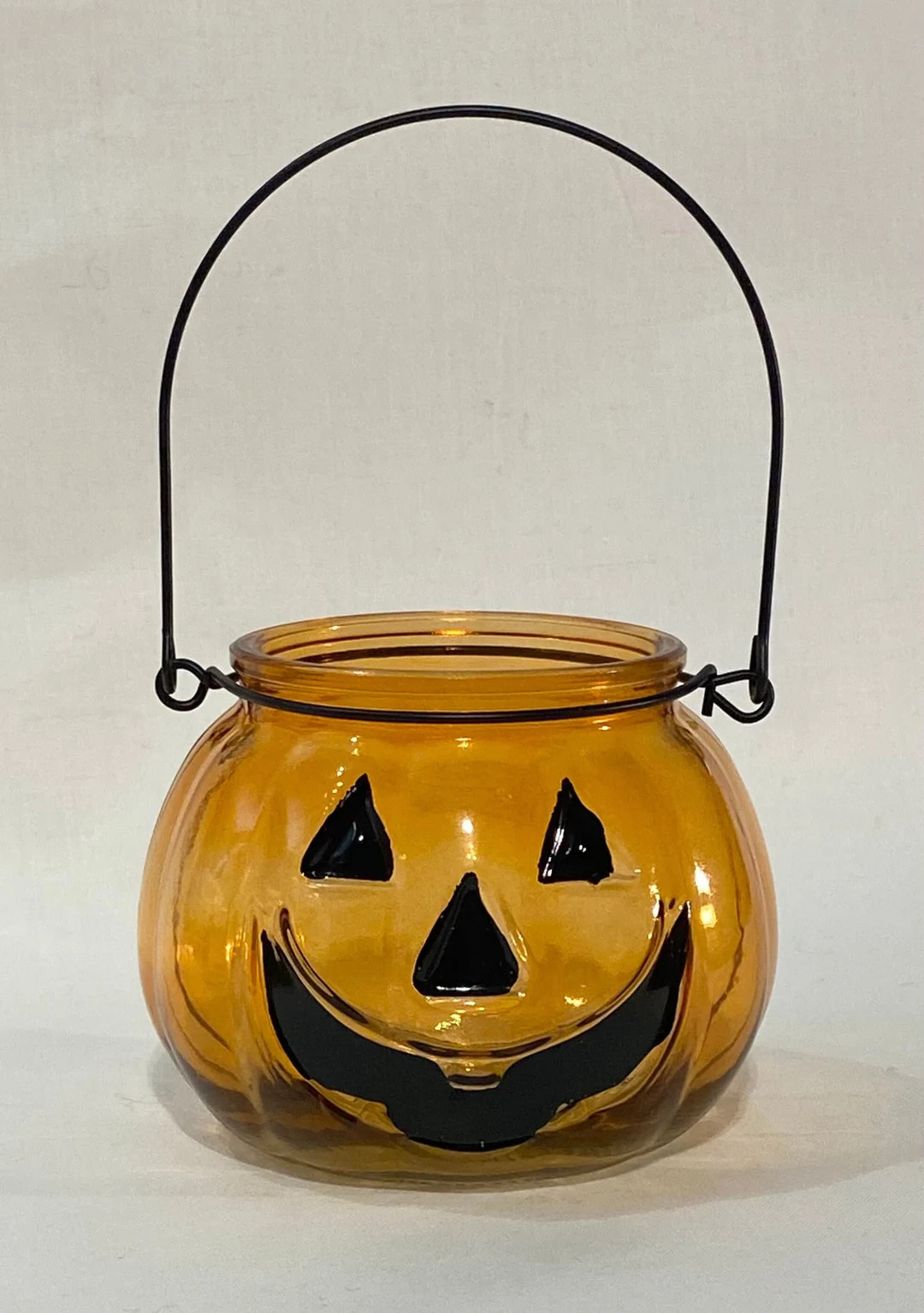 ONE Orange "jackie Lantern" Glass Fall Havest Pumpkin Lantern Tealight Candle Holder - 6.75" Tall... | Etsy (US)