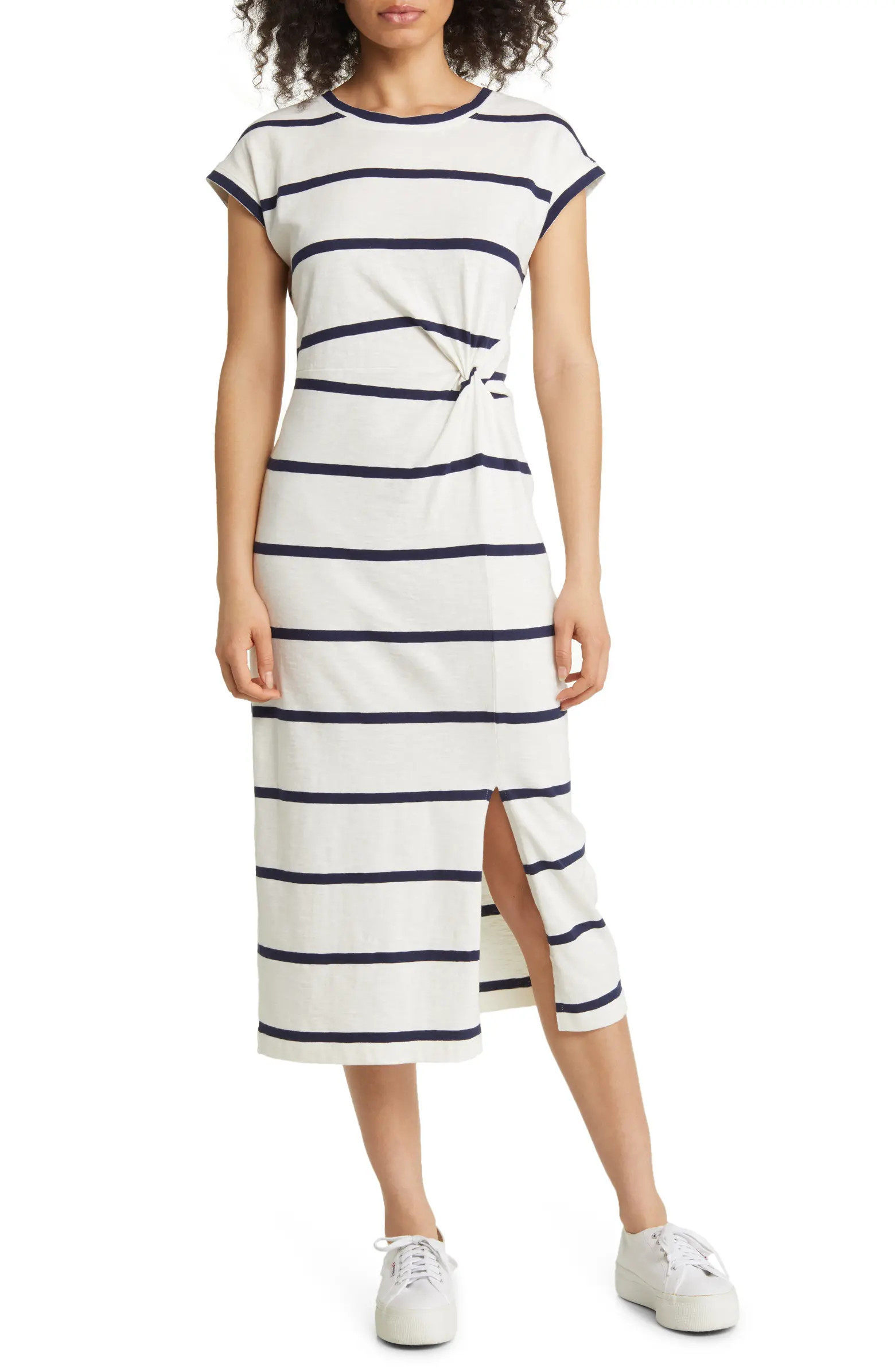 Twist Waist Organic Cotton Midi T-Shirt Dress | Nordstrom