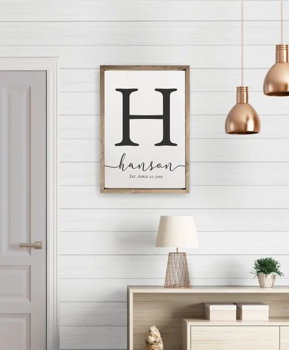 Framed Wooden Family Name Sign Personalized Farmhouse Style Monogram Free Shipping to US | Etsy (US)